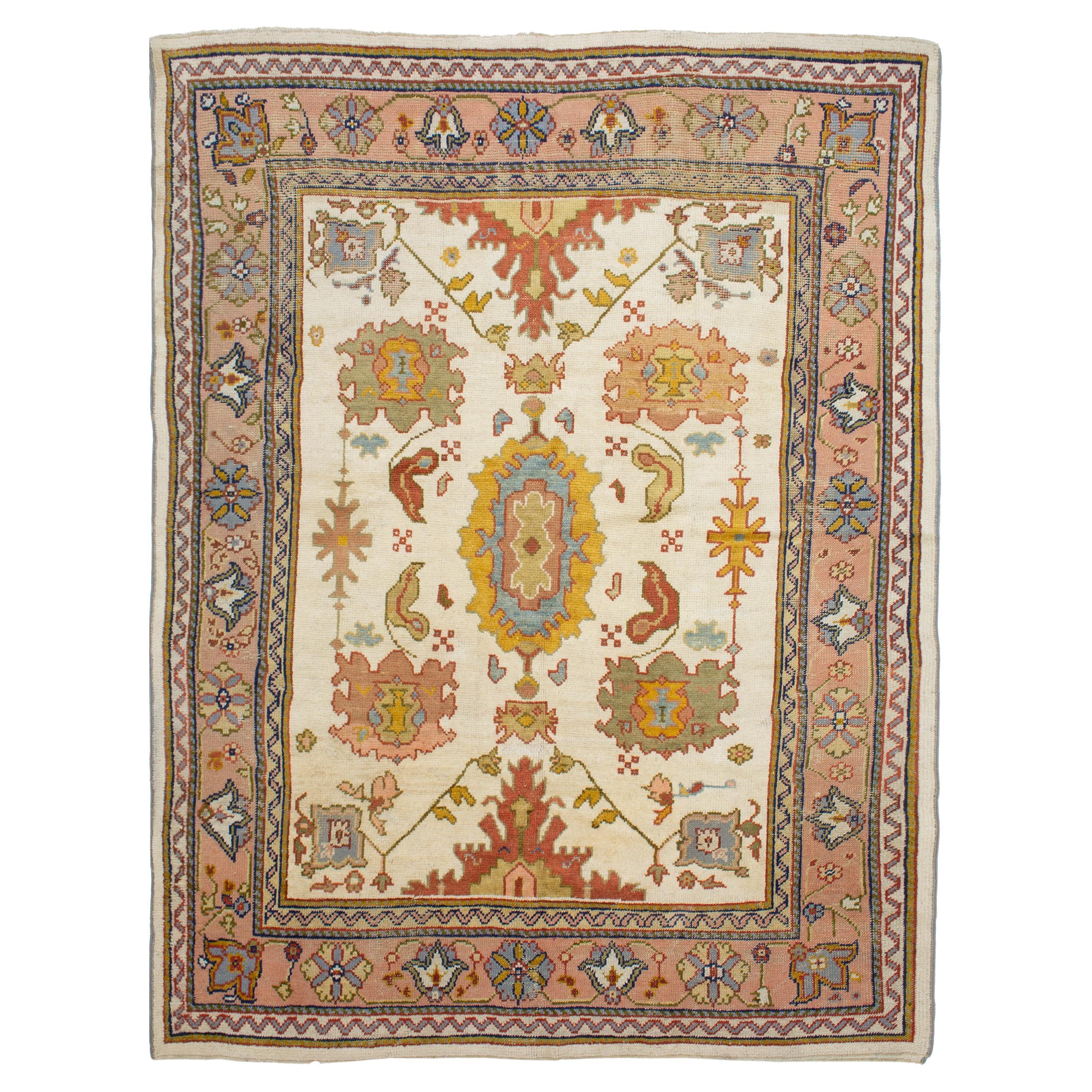 Vintage Turkish Oushak Carpet For Sale