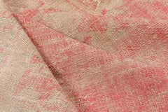 Vintage Turkish Oushak Carpet, Hot Pink Field, Center Medallion