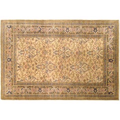 Vintage Turkish Oushak Carpet, in Small Size with Ivory Field and Paisley Motifs
