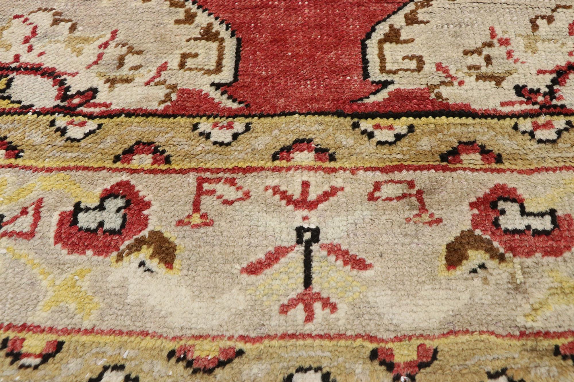 Vintage Turkish Oushak Carpet Runner with Jacobean Tudor Style In Good Condition For Sale In Dallas, TX