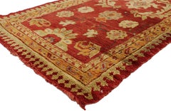 Vintage Turkish Oushak Runner with English Manor House Tudor Style