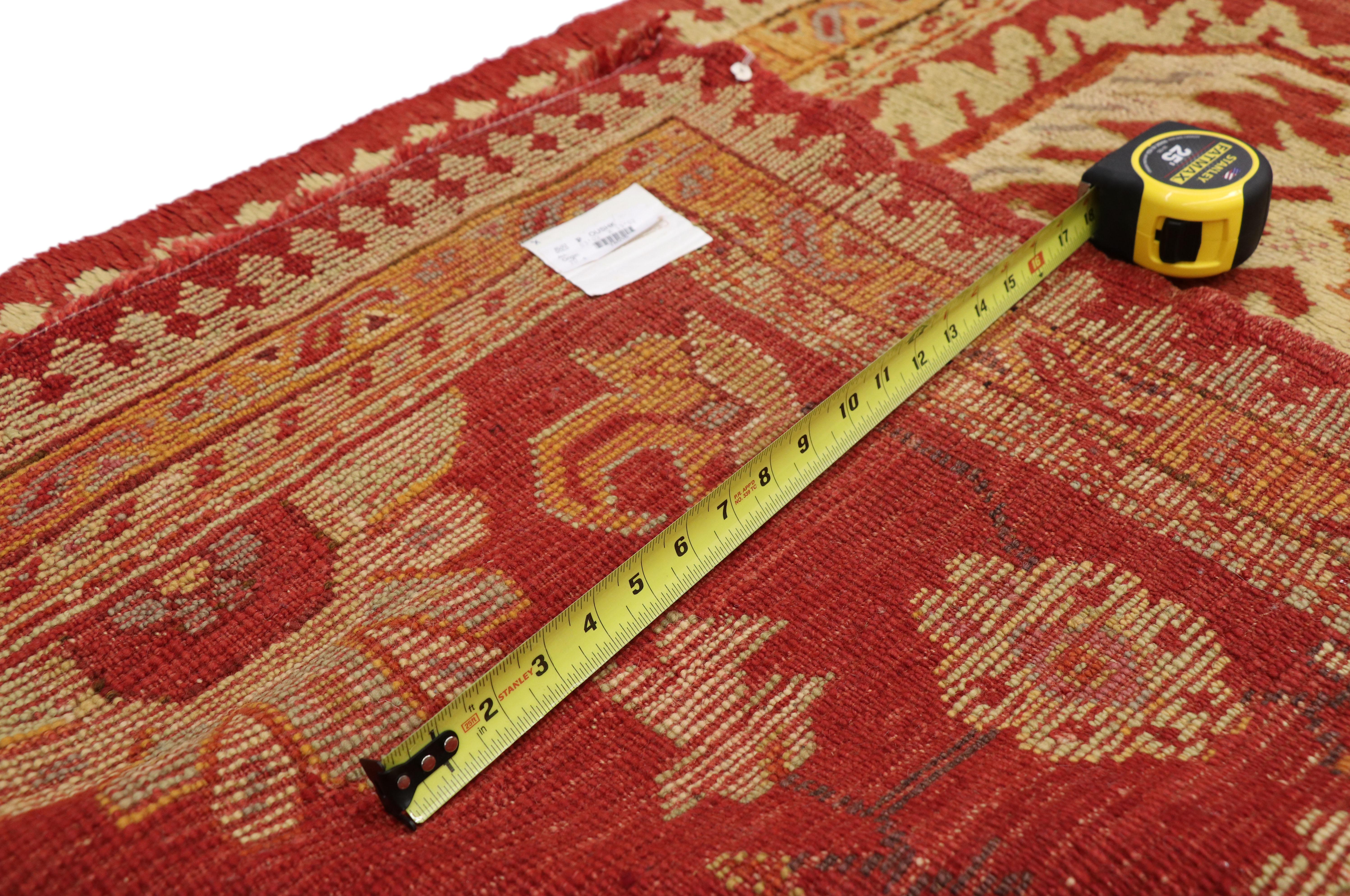 20th Century Vintage Turkish Oushak Runner with English Manor House Tudor Style For Sale
