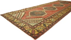 1960's Turkish Oushak Carpet Runner with Modern Tribal Style