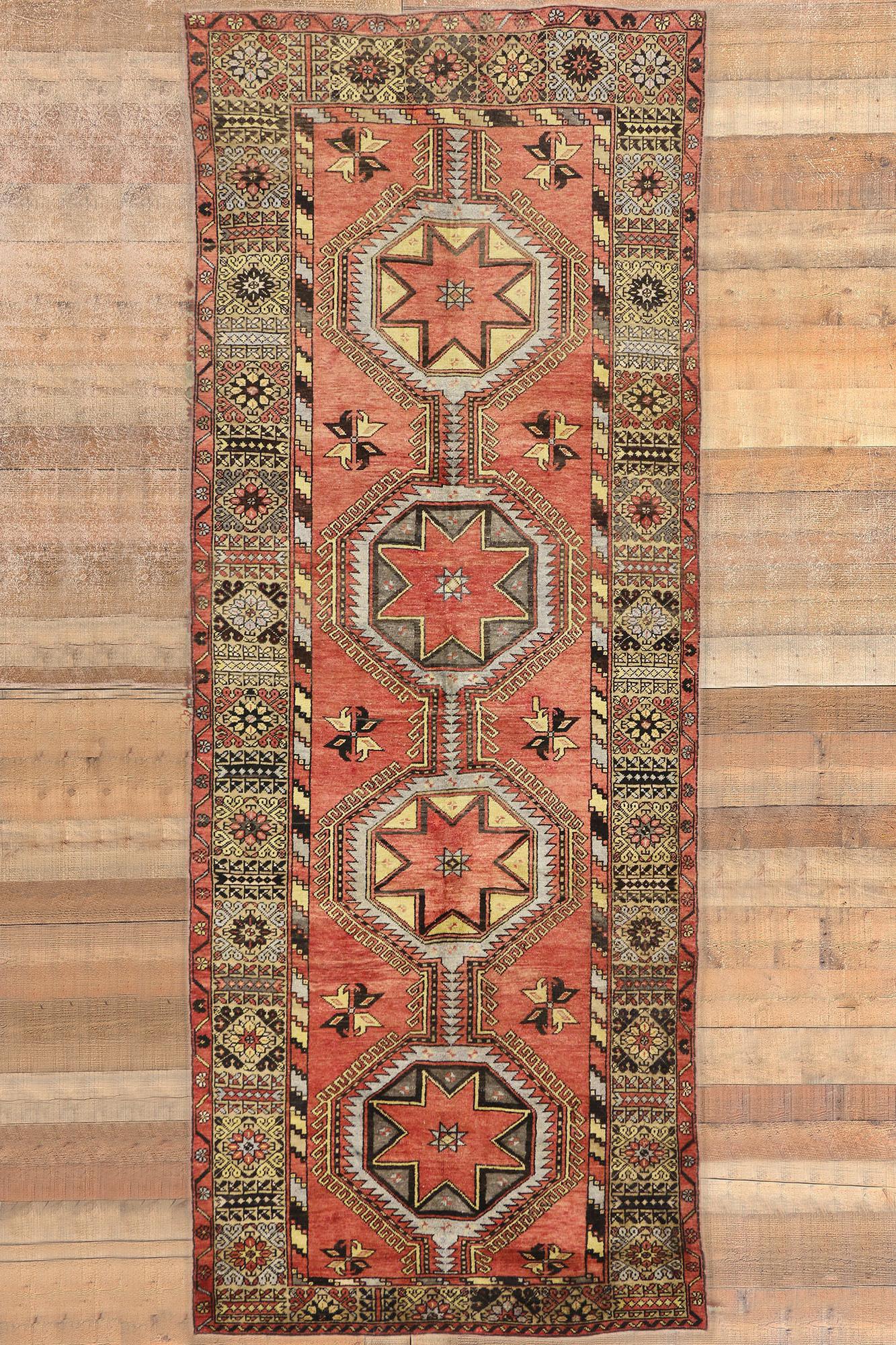 Alfombra turca Oushak de 1950 con estilo tribal moderno Lana en venta
