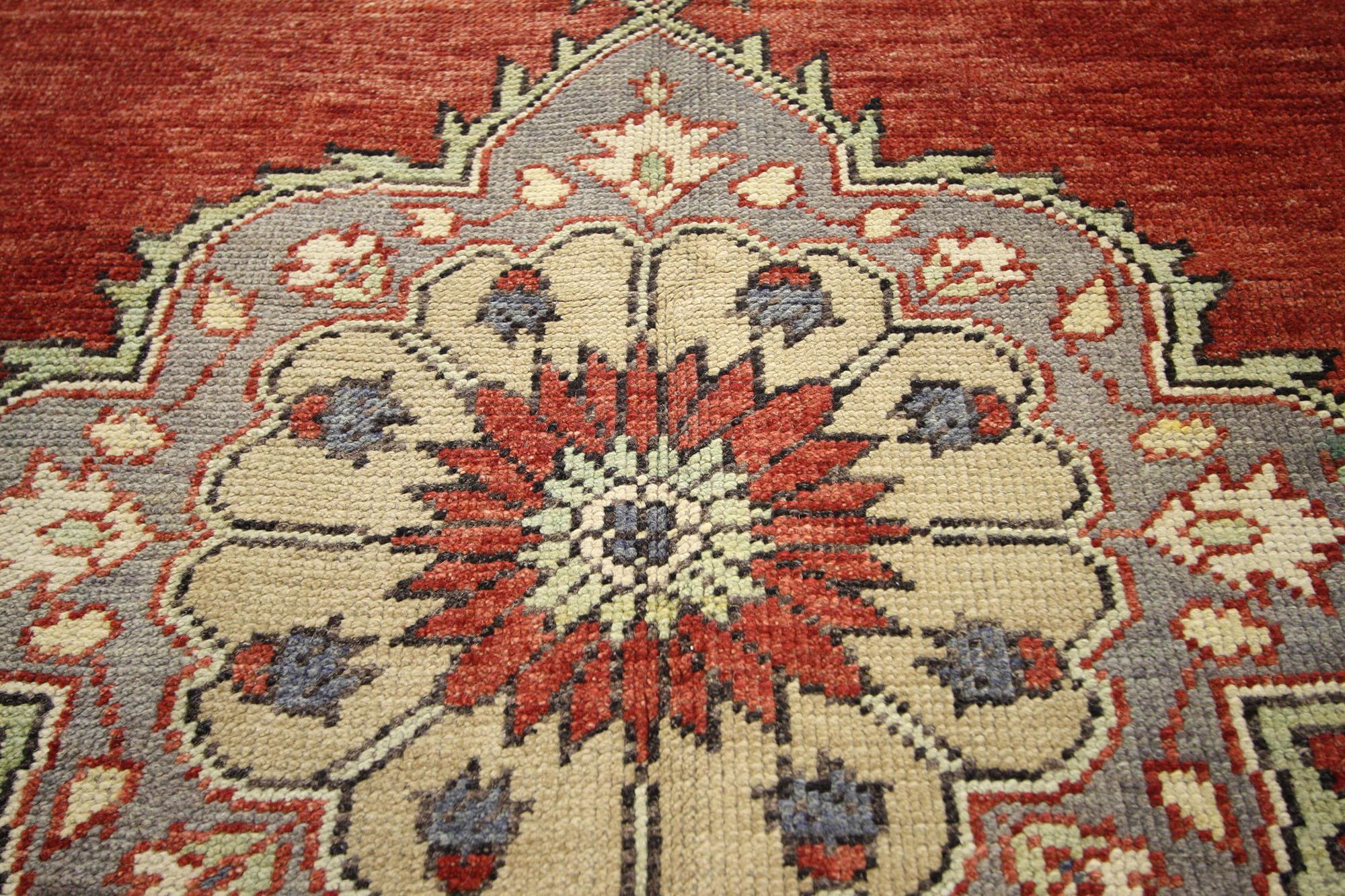 Vintage Turkish Oushak Carpet Runner with Traditional Style In Good Condition For Sale In Dallas, TX
