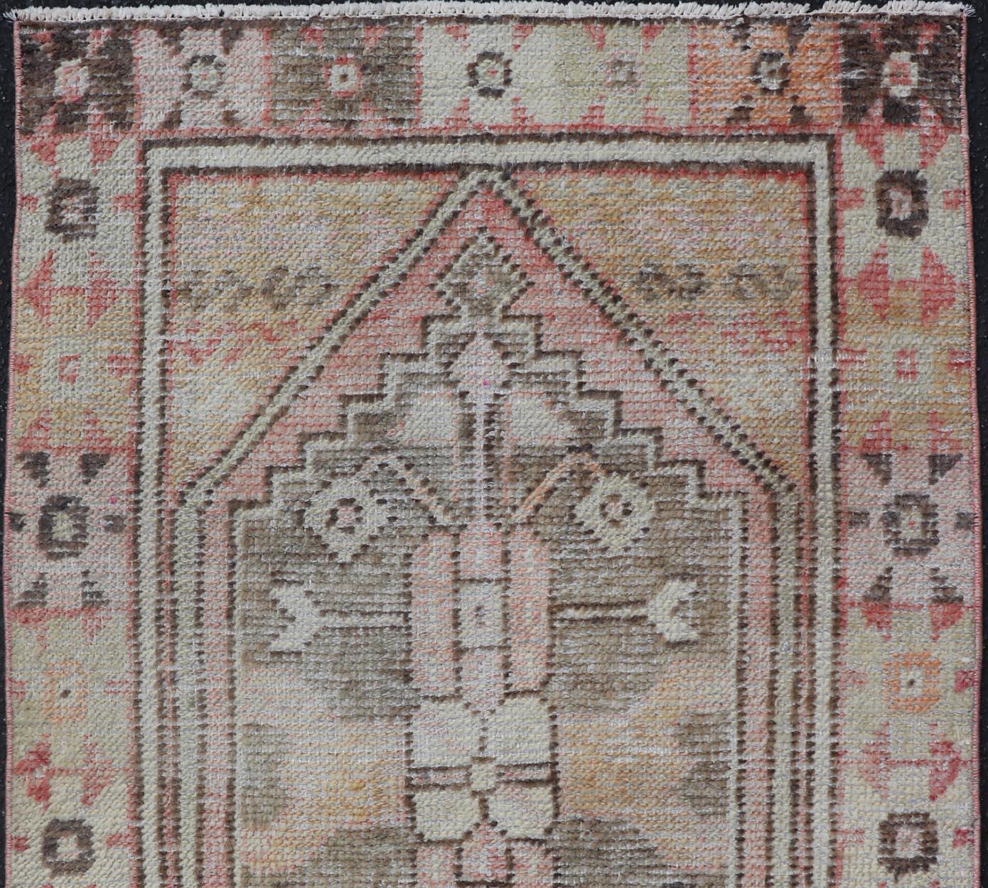 Hand-Knotted Vintage Turkish Oushak Carpet with Beautiful Floral Motifs and Medallion  For Sale