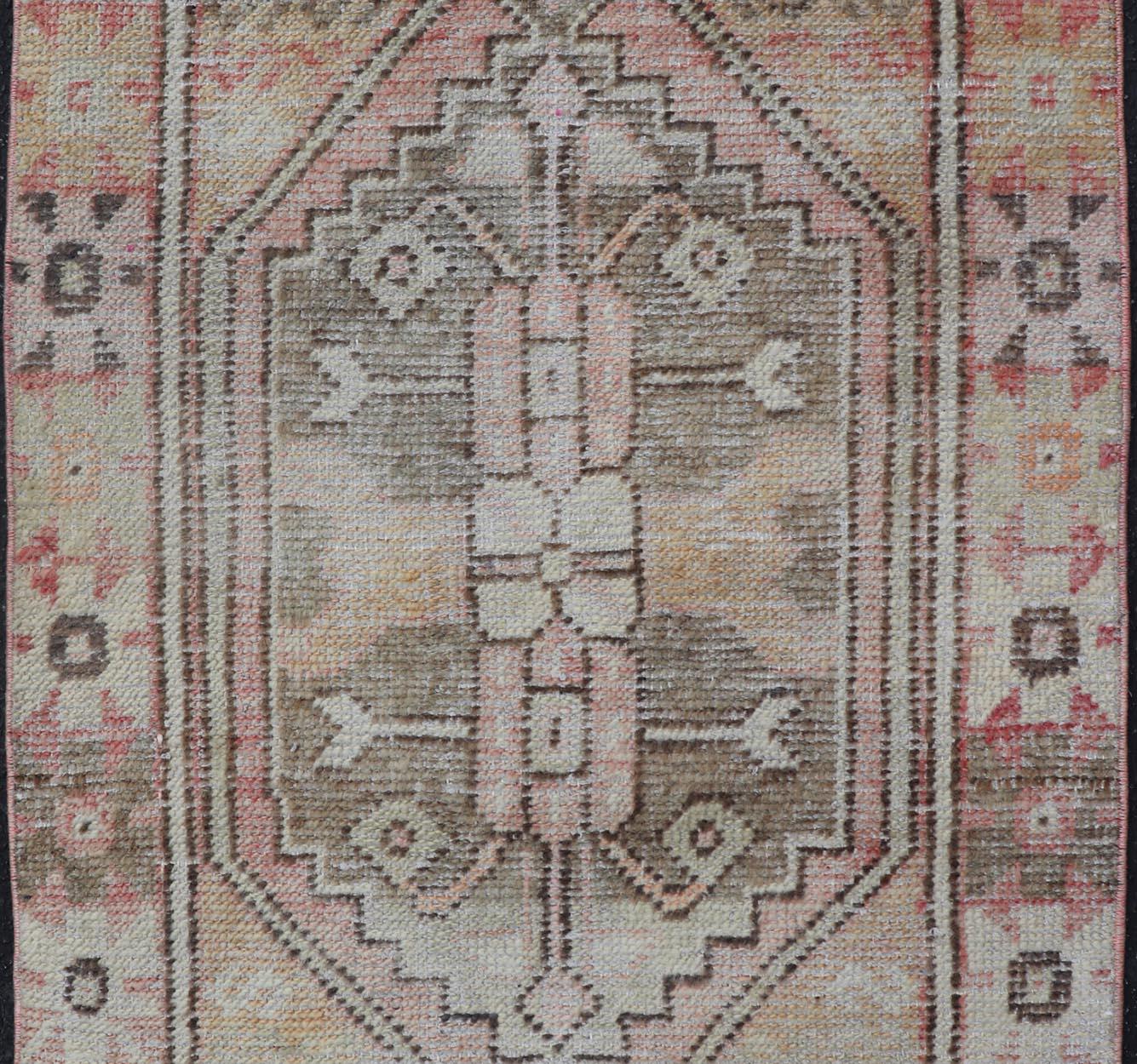 Vintage Turkish Oushak Carpet with Beautiful Floral Motifs and Medallion  In Good Condition For Sale In Atlanta, GA