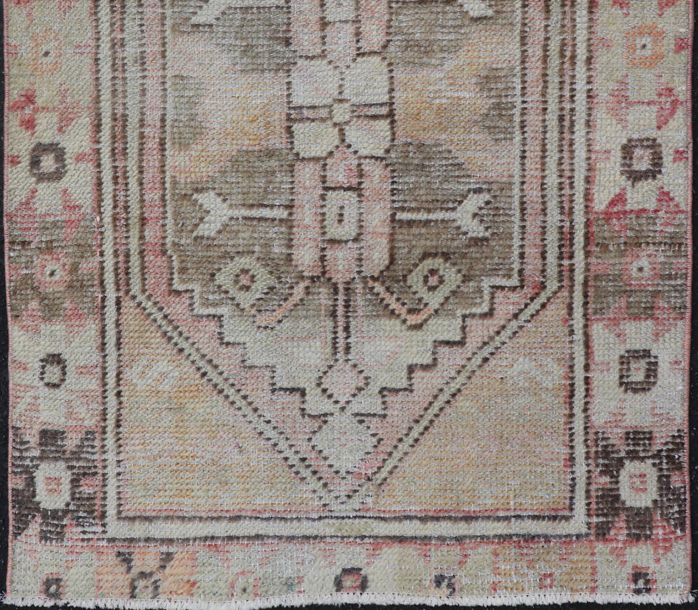 20th Century Vintage Turkish Oushak Carpet with Beautiful Floral Motifs and Medallion  For Sale