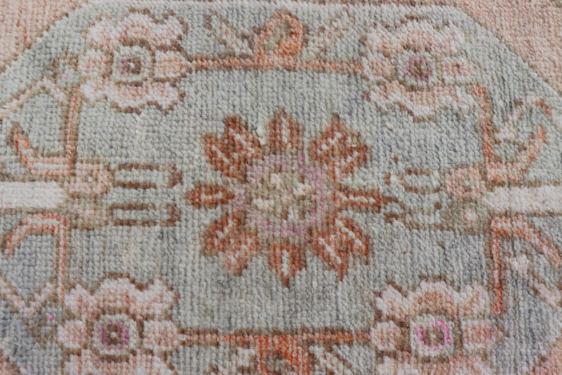 Vintage Turkish Oushak Carpet with Beautiful Floral Motifs in Tan, Camel, Orange For Sale 4