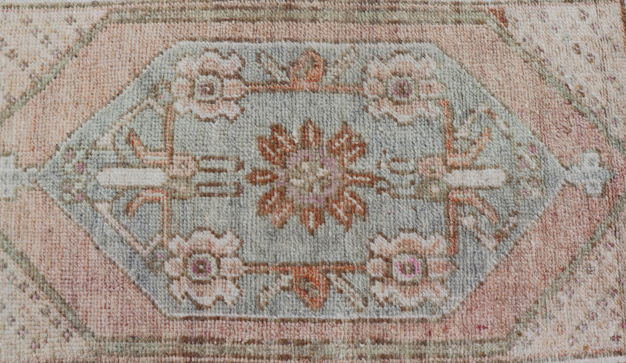 Vintage Turkish Oushak Carpet with Beautiful Floral Motifs in Tan, Camel, Orange For Sale 5