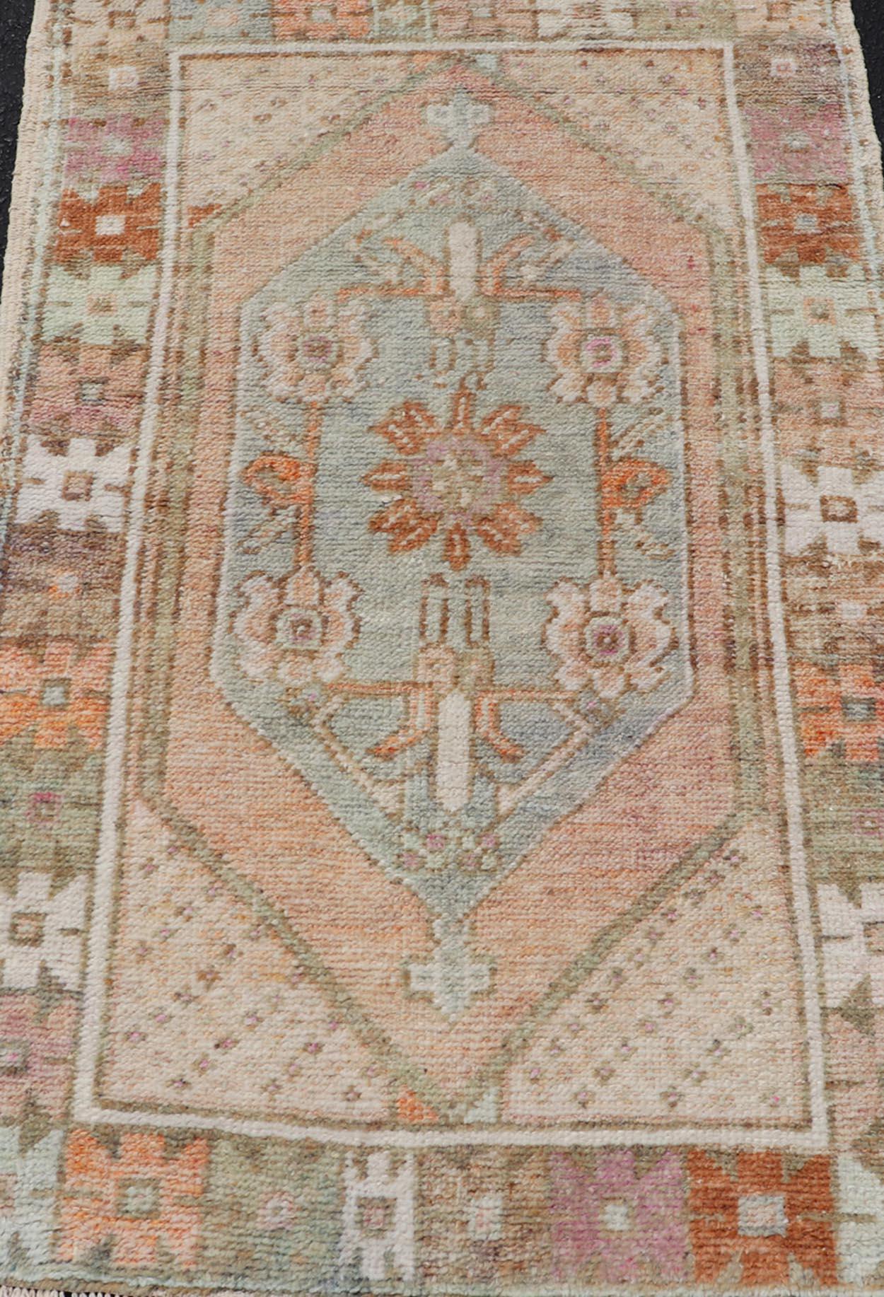 Vintage Turkish Oushak Carpet with Beautiful Floral Motifs in Tan, Camel, Orange For Sale 2