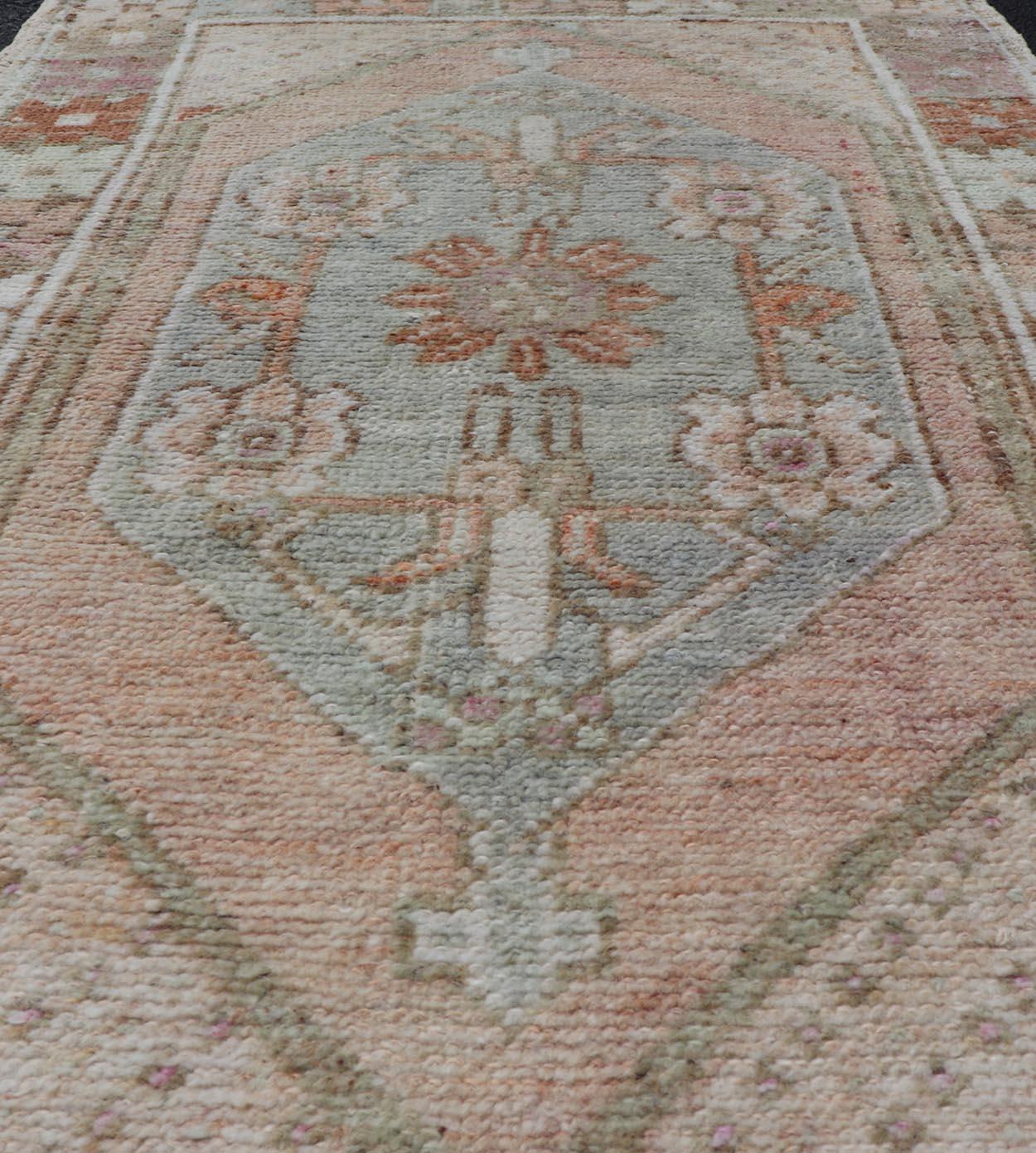 Vintage Turkish Oushak Carpet with Beautiful Floral Motifs in Tan, Camel, Orange For Sale 3