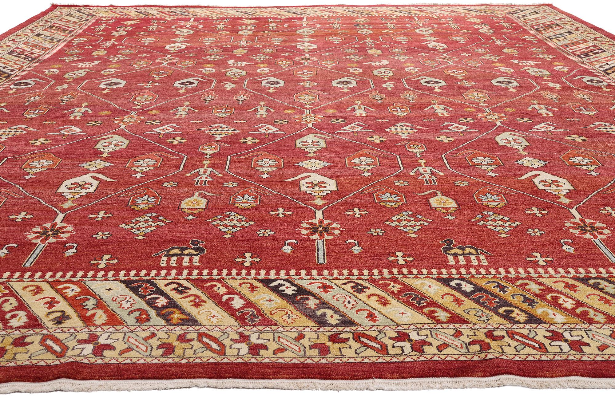 Hand-Knotted Vintage Turkish Oushak Carpet with Modern Style For Sale