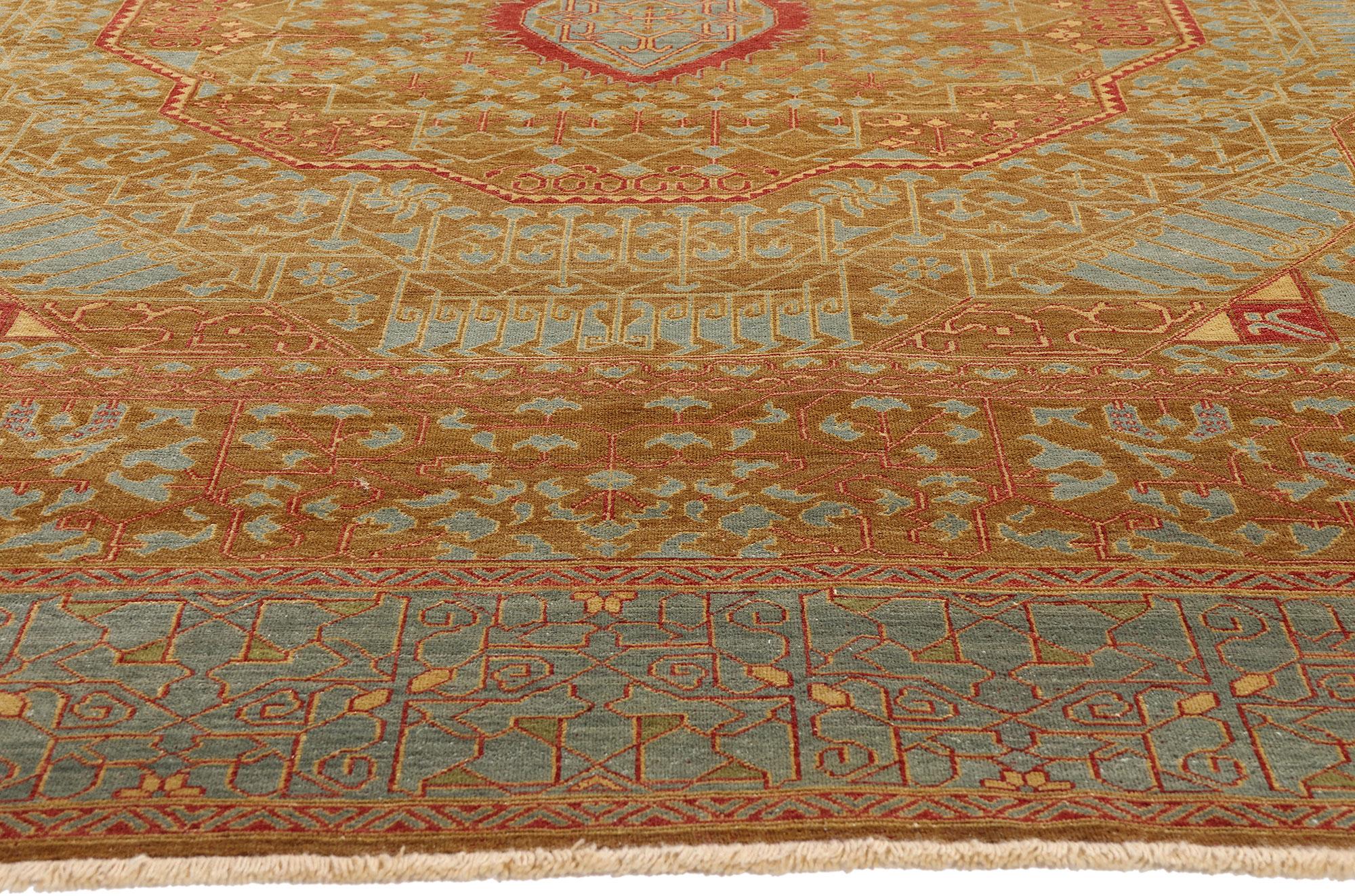 Hand-Knotted Vintage Turkish Oushak Carpet with Modern Style For Sale