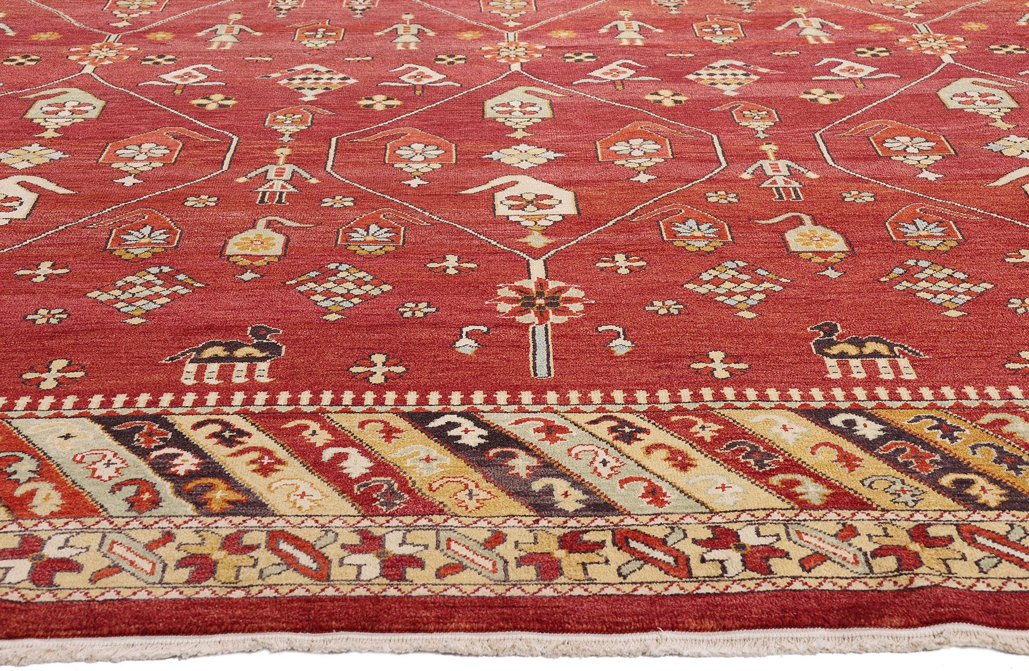 Vintage Turkish Oushak Carpet with Modern Style In Good Condition For Sale In Dallas, TX