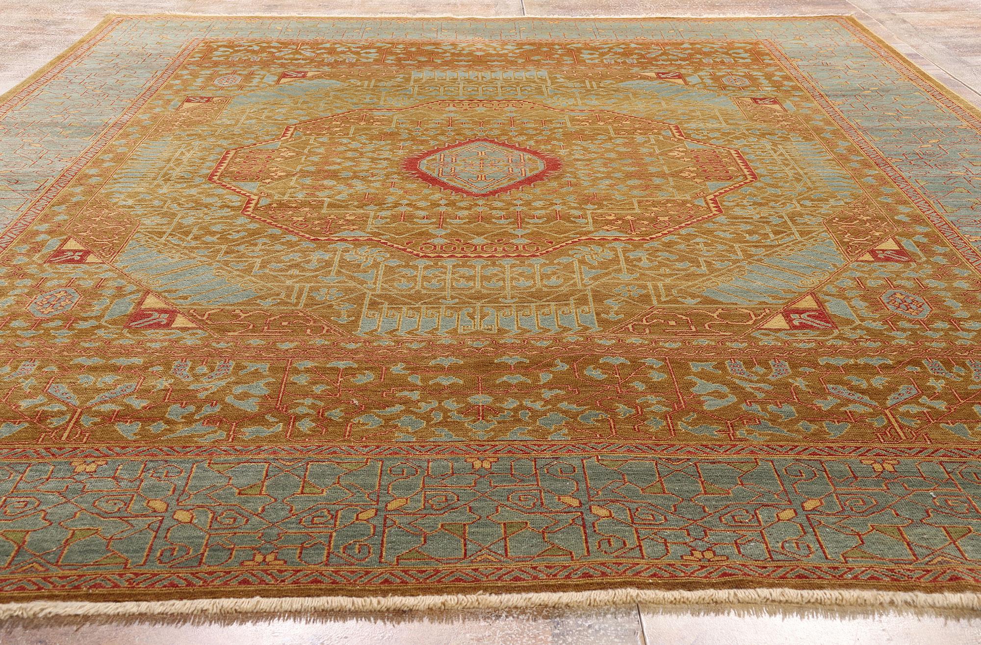 Vintage Turkish Oushak Carpet with Modern Style In Good Condition For Sale In Dallas, TX