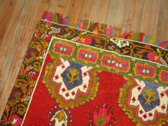 Zabihi Collection Vintage Turkish Oushak Colorful Fringe Rug