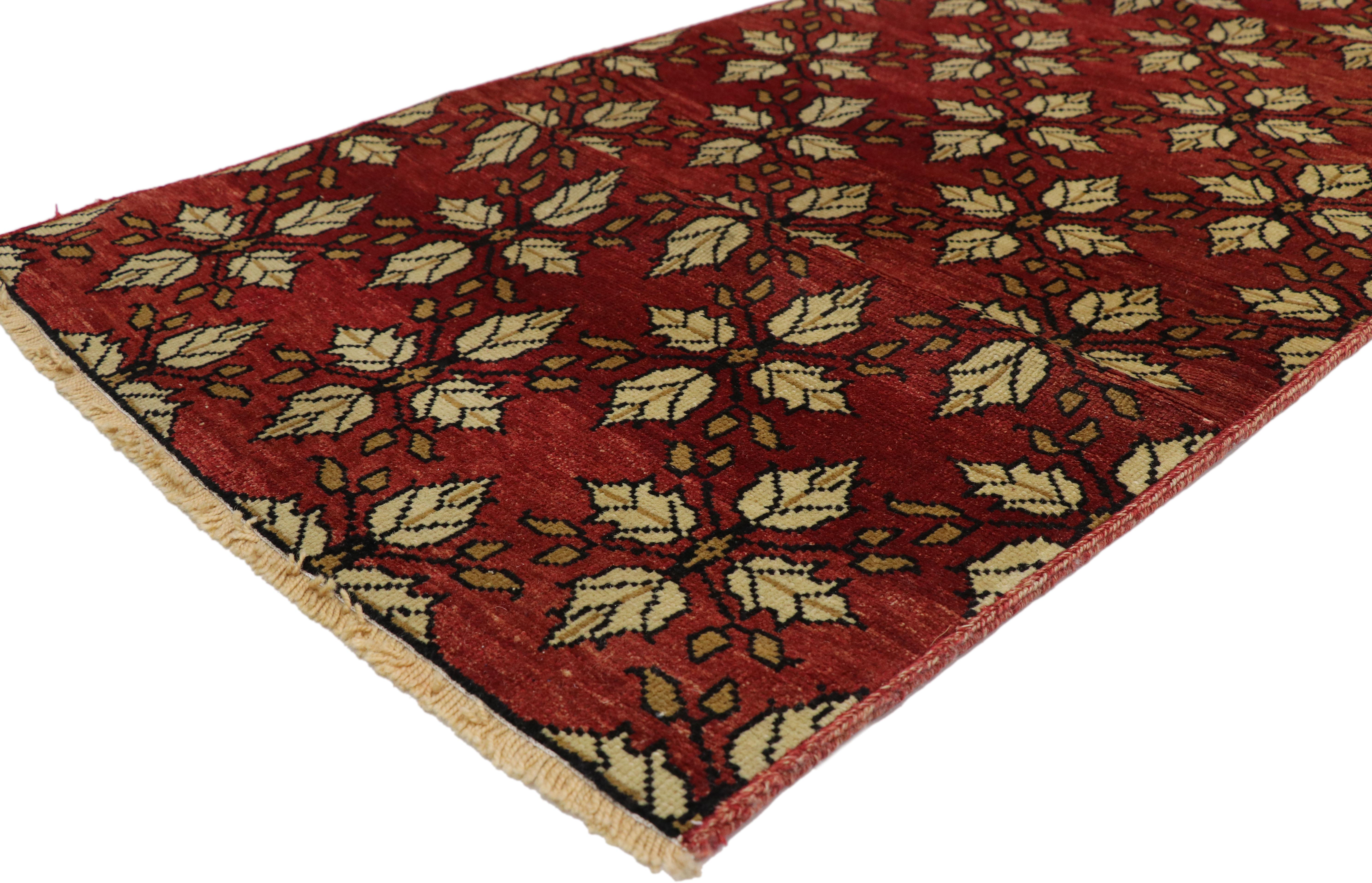 50658 Vintage Turkish Oushak Runner, 02'08 x 21'08.
With its timeless style, incredible detail and texutre, this hand knotted wool vintage Turkish Oushak runner is a captivating vision of woven beauty. The eye-catching leafy details and earthy