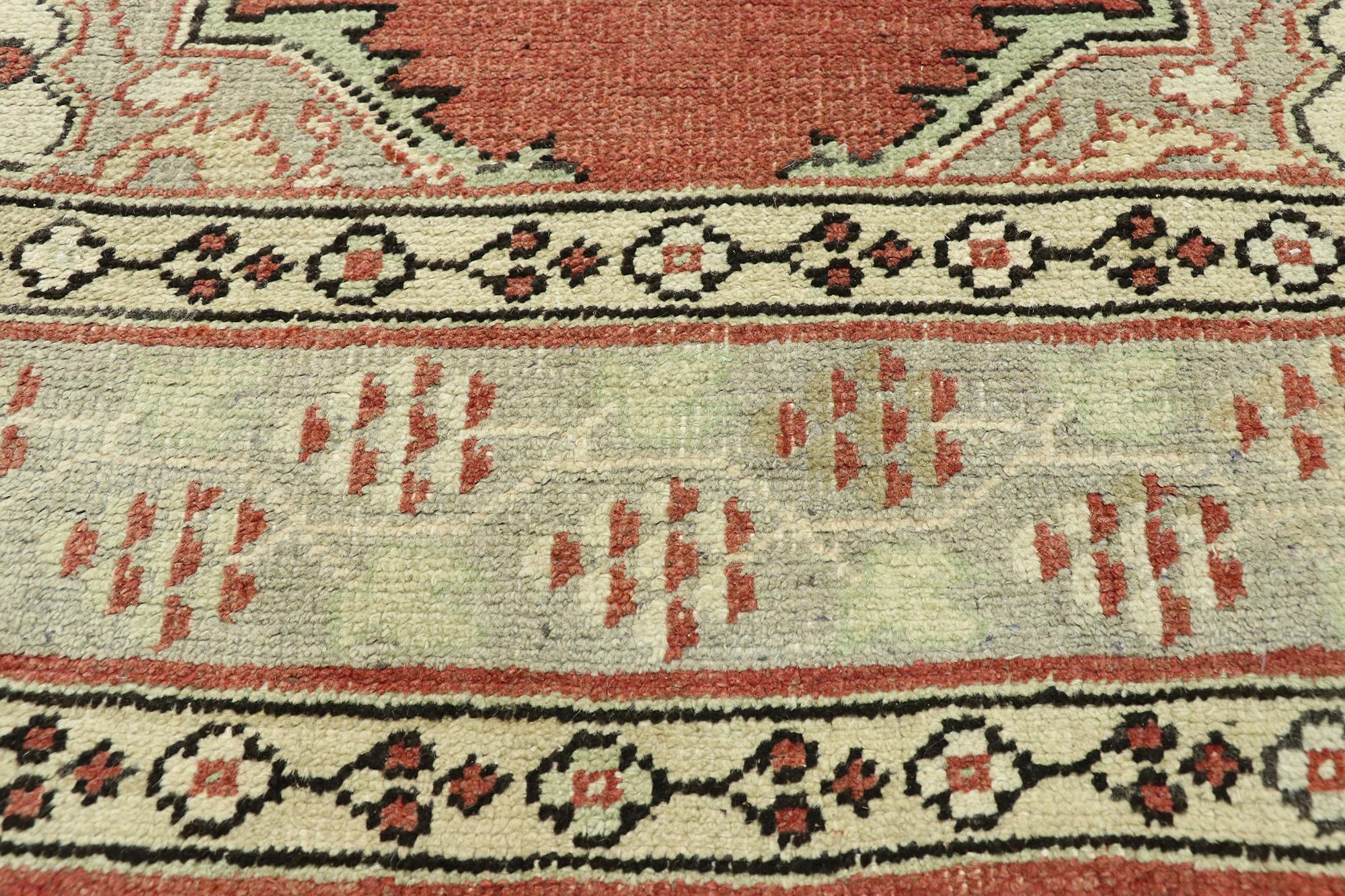 Vintage Turkish Oushak Extra-Long Runner with Modern Tudor Style In Good Condition For Sale In Dallas, TX