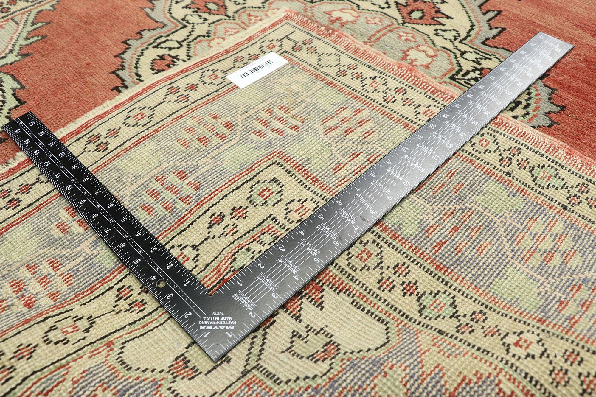 20th Century Vintage Turkish Oushak Extra-Long Runner with Modern Tudor Style For Sale