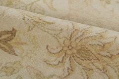 Vintage Turkish Oushak Floral Rug in Soft Ivory, Gold & Beige Hues - Rug & Kilim