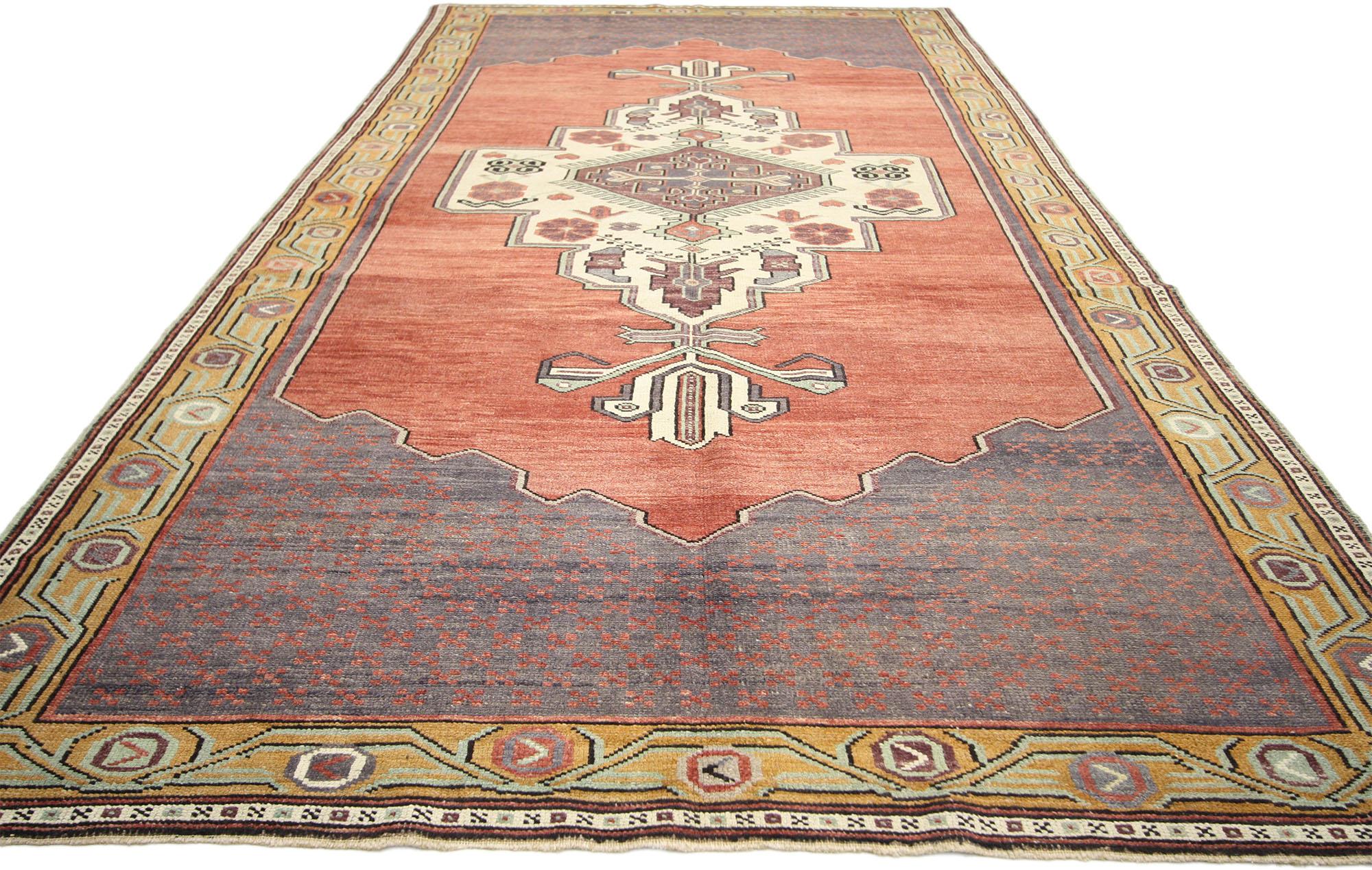 Alfombra turca vintage Oushak Gallery, 05'02 x 11'04 Turco en venta