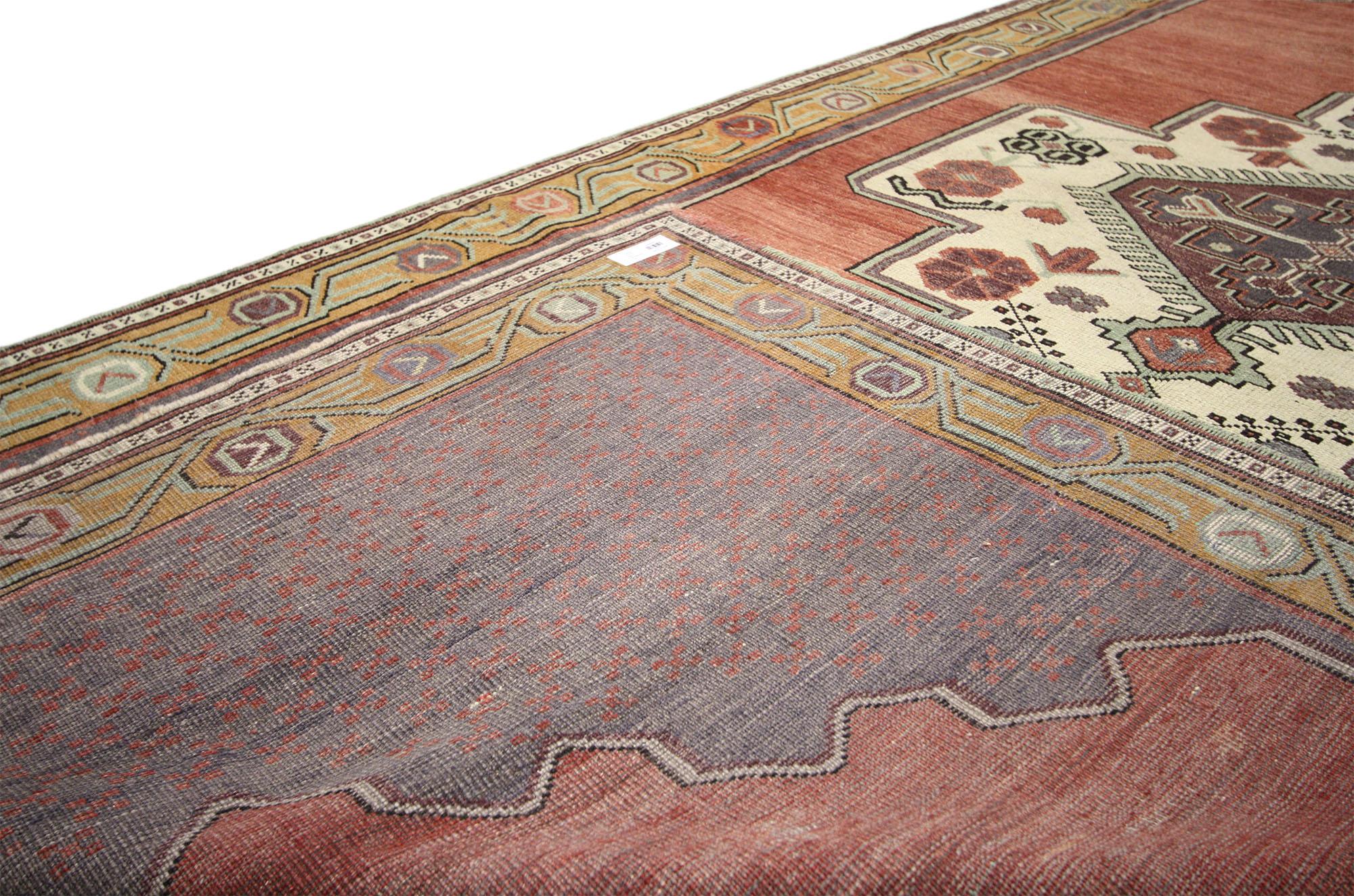 Alfombra turca vintage Oushak Gallery, 05'02 x 11'04 en Bueno estado para la venta en Dallas, TX