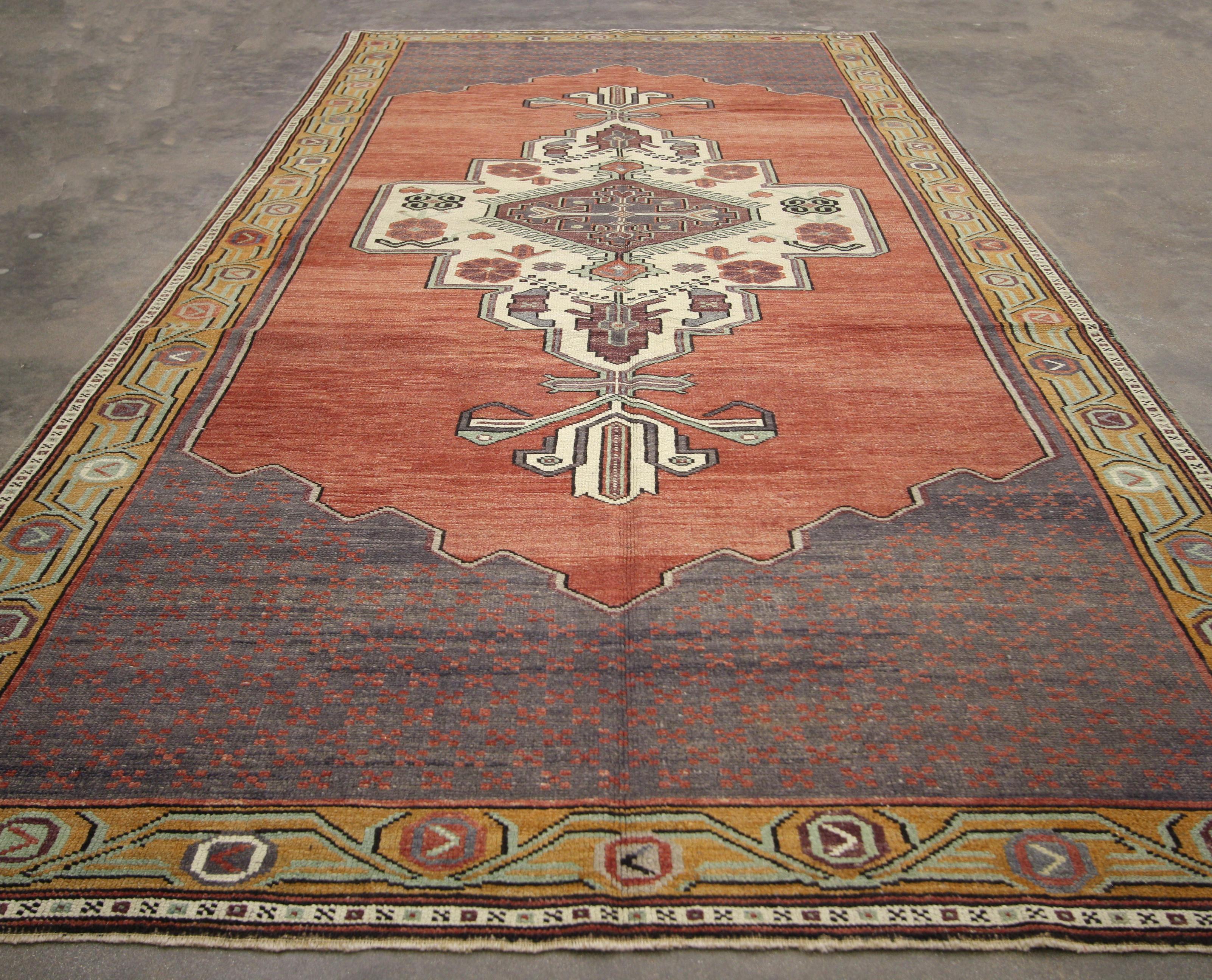 Alfombra turca vintage Oushak Gallery, 05'02 x 11'04 siglo XX en venta