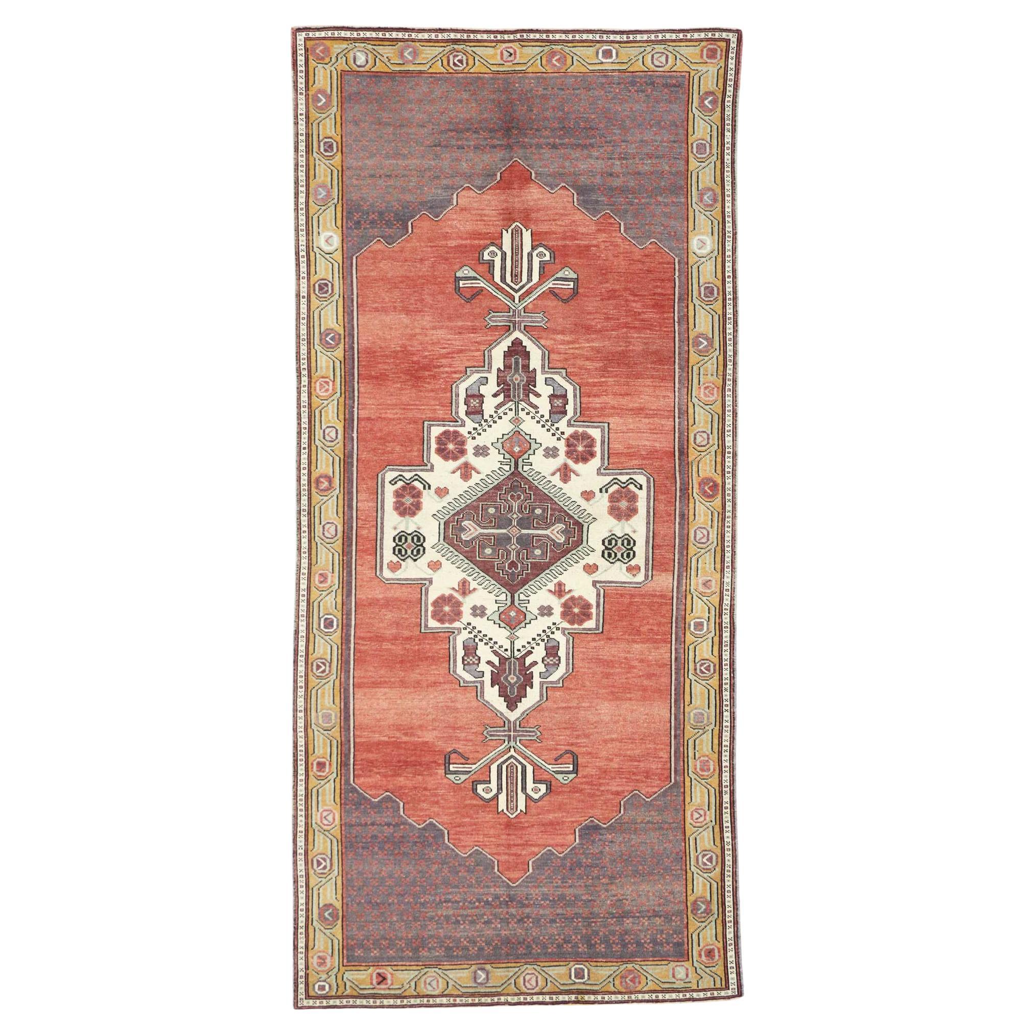 Vintage Turkish Oushak Gallery Carpet, 05'02 x 11'04