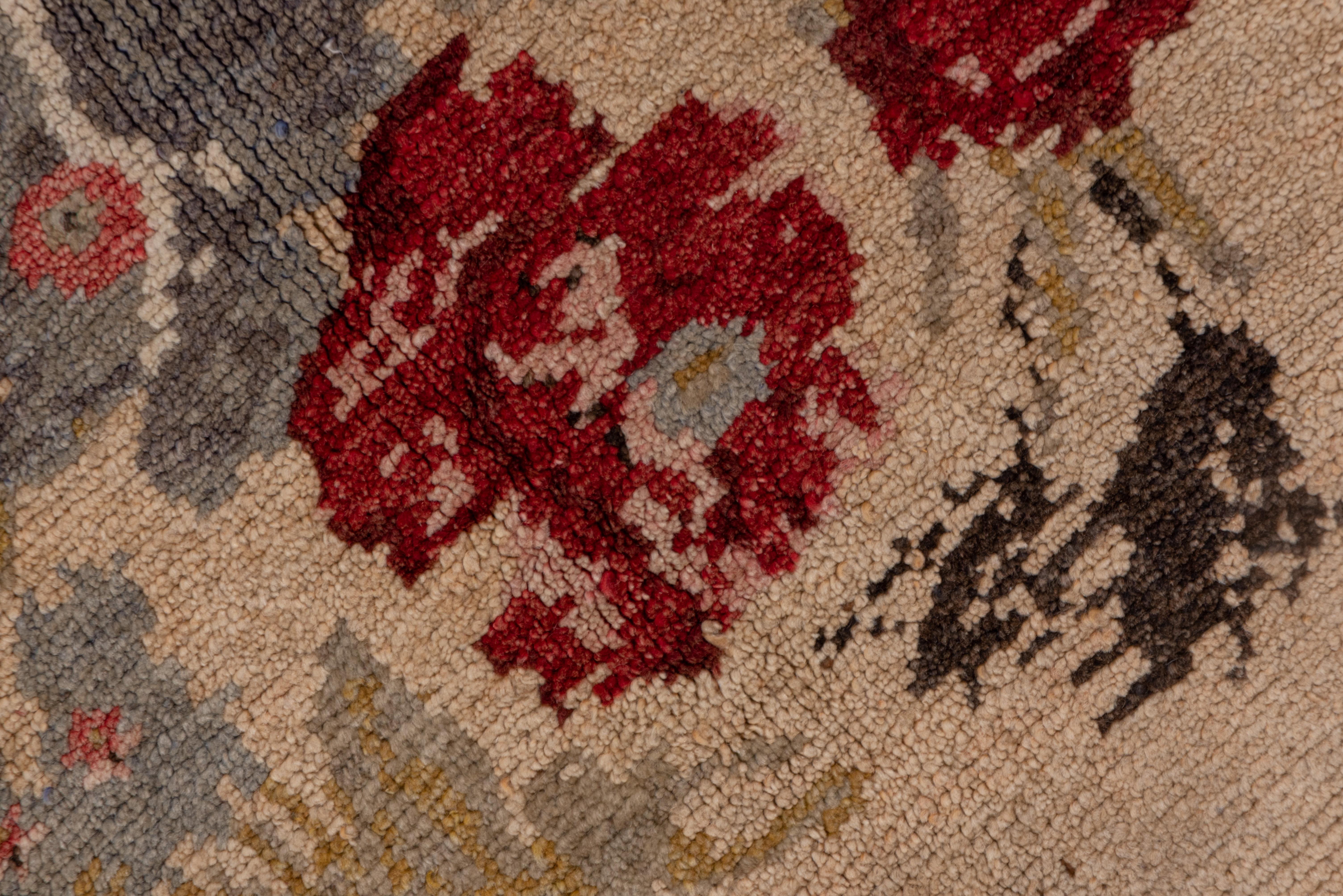 20th Century Vintage Turkish Oushak Gallery Carpet, Floral Design
