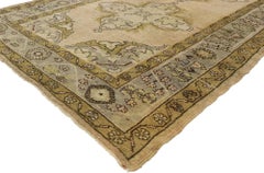 Vintage Turkish Oushak Gallery Rug in Soft Colors, Wide Hallway Runner