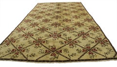 Vintage Turkish Oushak Gallery Rug, Wide Hallway Runner