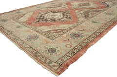 Vintage Turkish Oushak Rug, Midcentury Modern Style Meets Timeless Elegance
