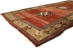 Vintage Turkish Oushak Gallery Rug, Wide Hallway Runner