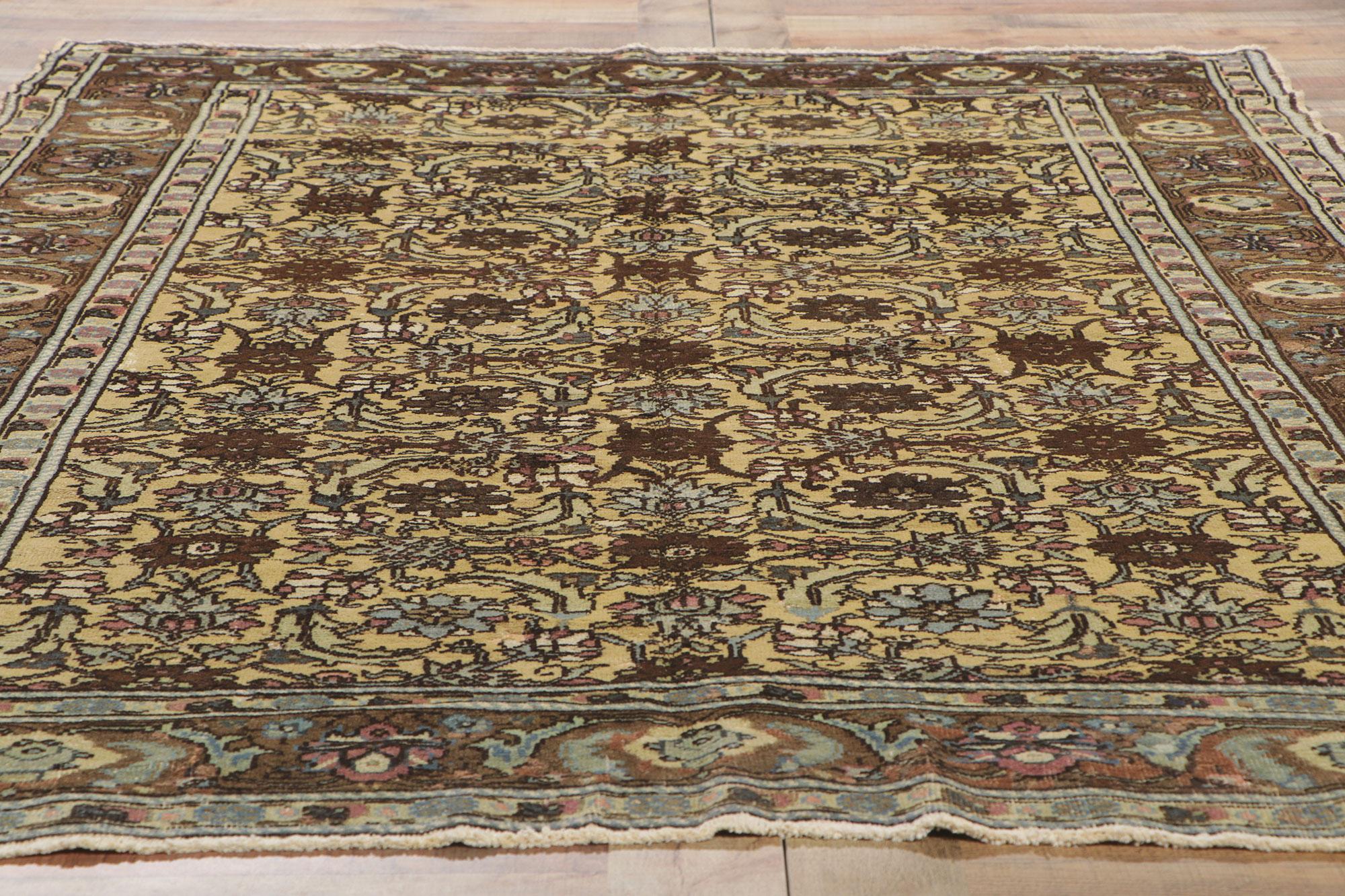 Vintage Turkish Oushak Gallery Rug with All-Over Herati Design For Sale 4
