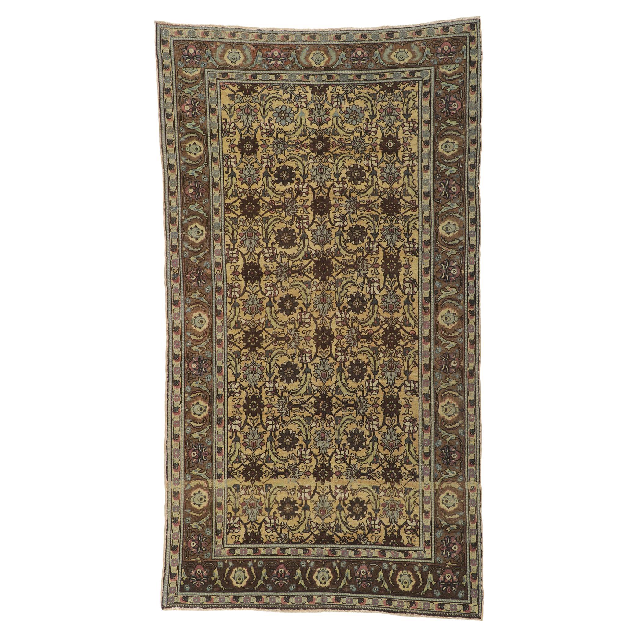 Vintage Turkish Oushak Gallery Rug with All-Over Herati Design