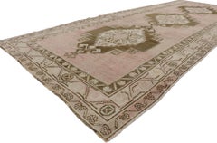 Vintage Turkish Oushak Gallery Rug with Boho Chic Tribal Style