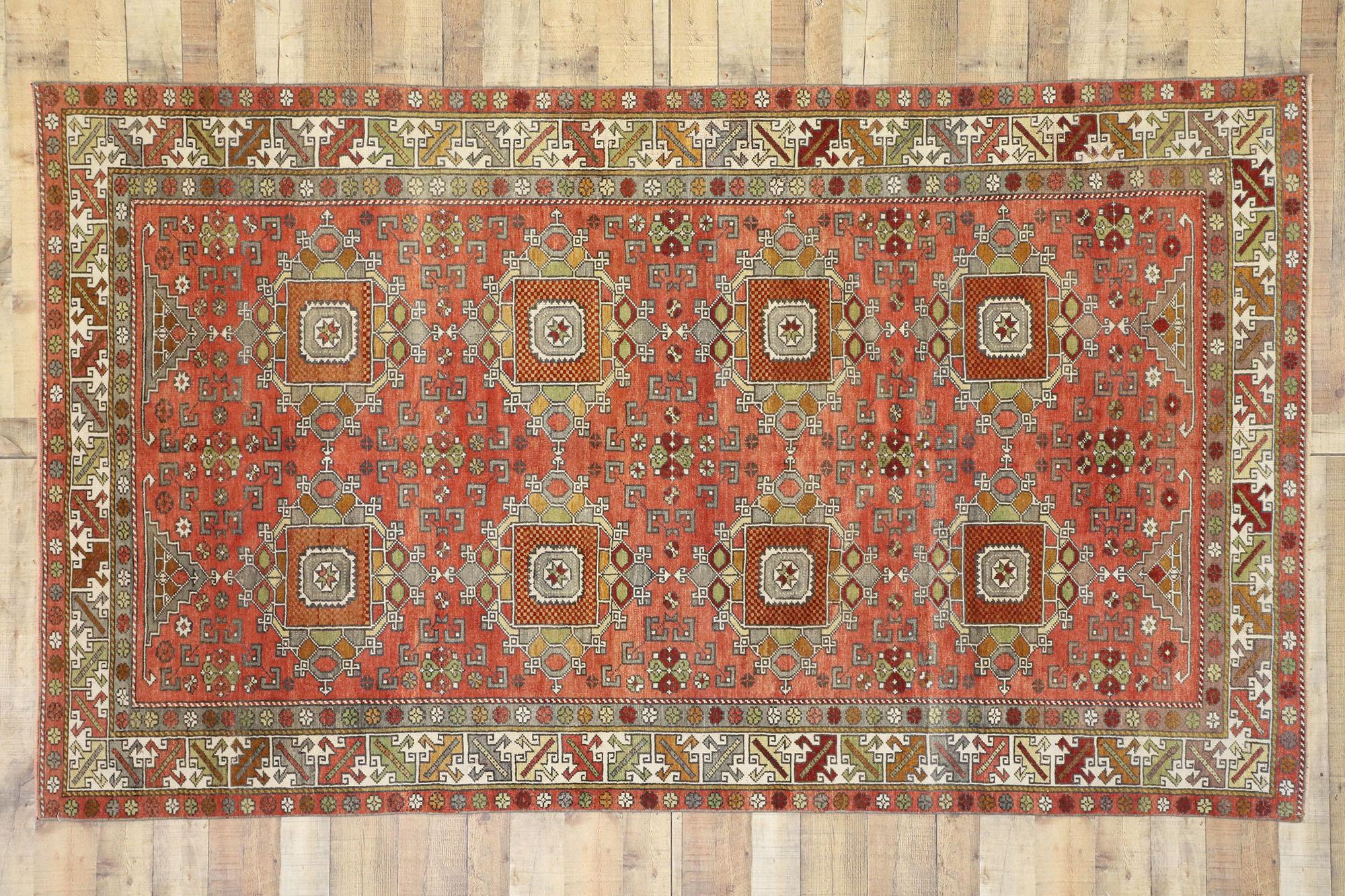 Vintage Turkish Oushak Gallery Rug with Mid-Century Modern Style For Sale 2