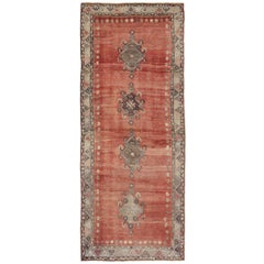 Tappeto vintage turco Oushak Gallery con stile moderno di metà secolo