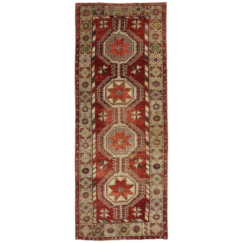 Vintage Turkish Oushak Gallery Rug with Mid-Century Modern Style ...