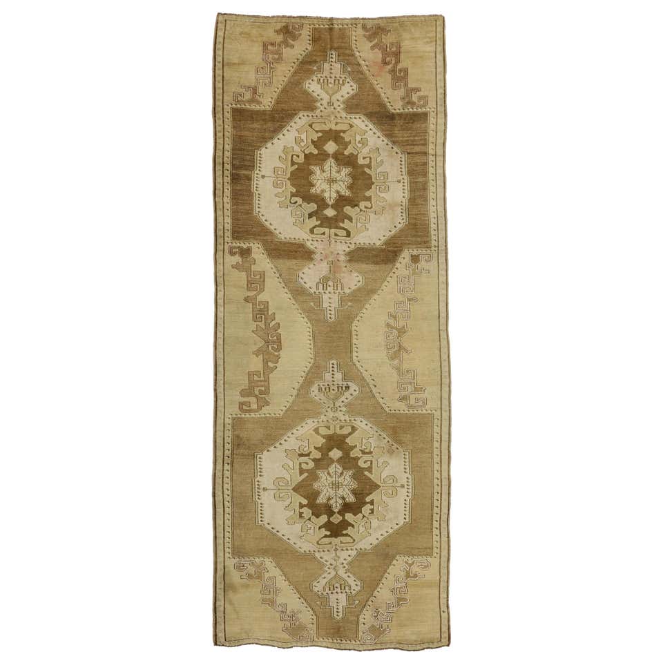 Vintage Turkish Oushak Gallery Rug with Mission Style, Wide Hallway ...