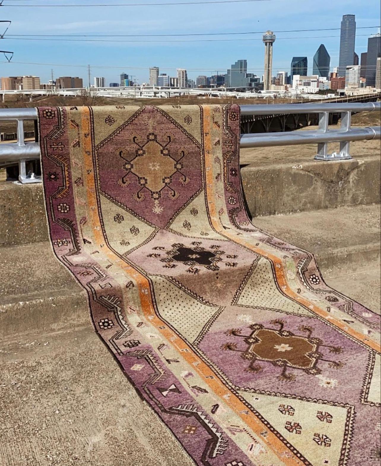 52169 Vintage Turkish Oushak Gallery Rug with Modern Bohemian Style, Extra-Long Hallway Runner 05'06 x 18'02. ​Warm earth-tones with pastel purple hues combined with floral elements of the Prairie School Movement collide in this hand knotted wool