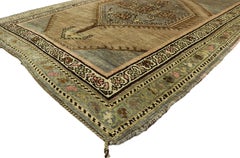 Vintage Turkish Oushak Gallery Rug with Modern Bungalow Craftsman Style