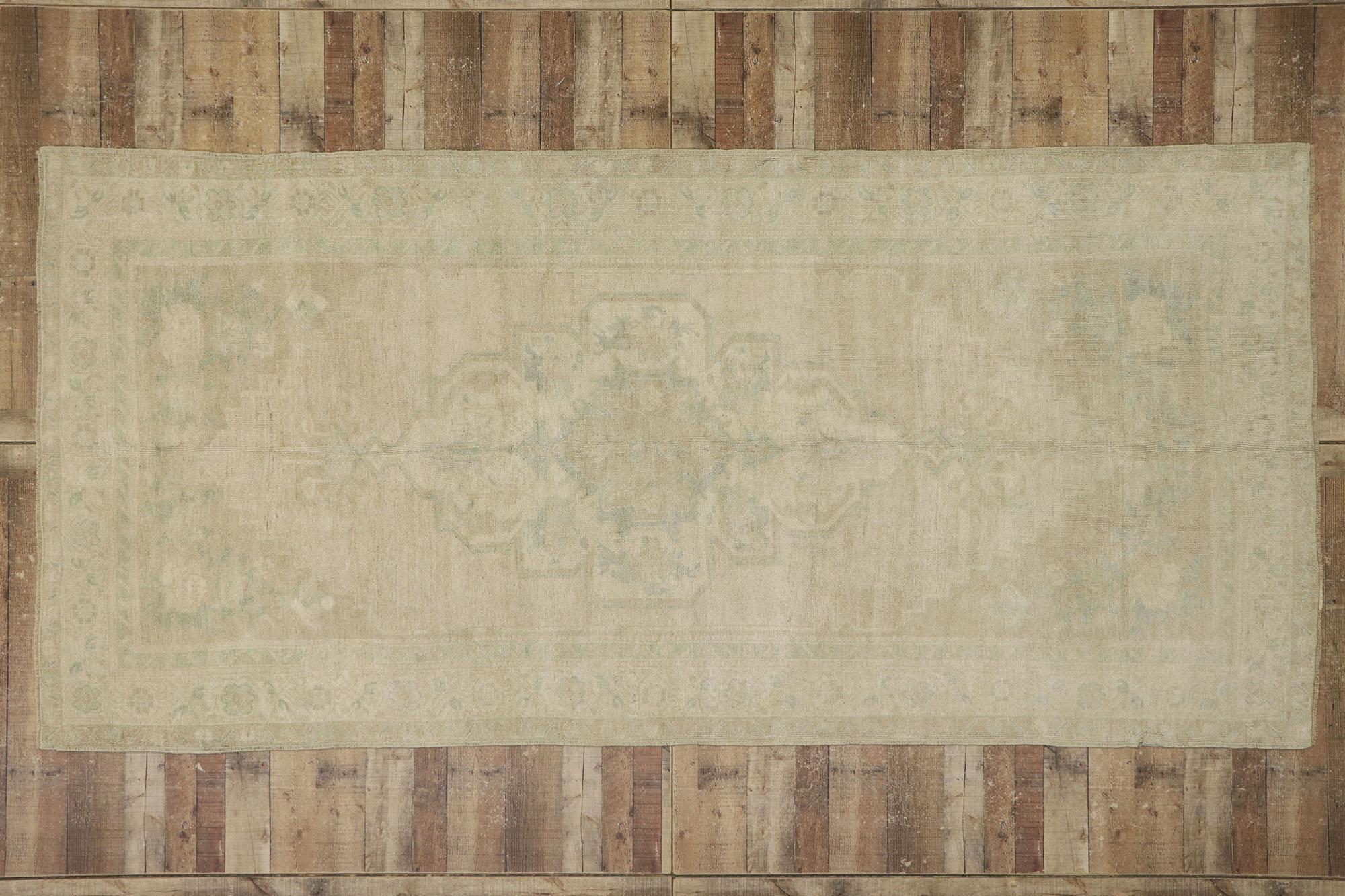 Vintage Turkish Oushak Gallery Rug with Modern Farmhouse Style For Sale 1