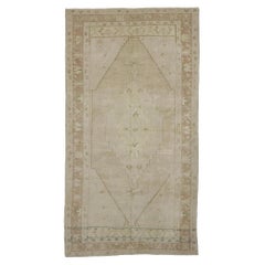 Vintage Turkish Oushak Gallery Rug with Modern Farmhouse Style