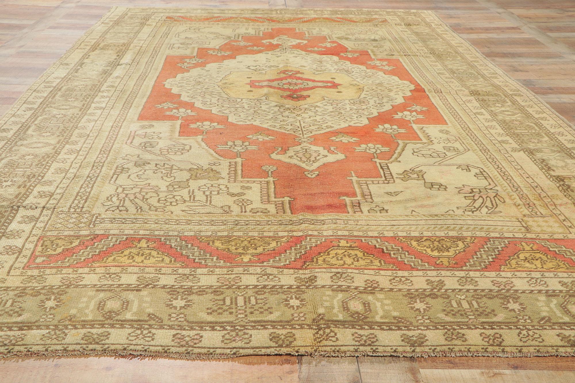Vintage Turkish Oushak Gallery Rug with Modern Style For Sale 3