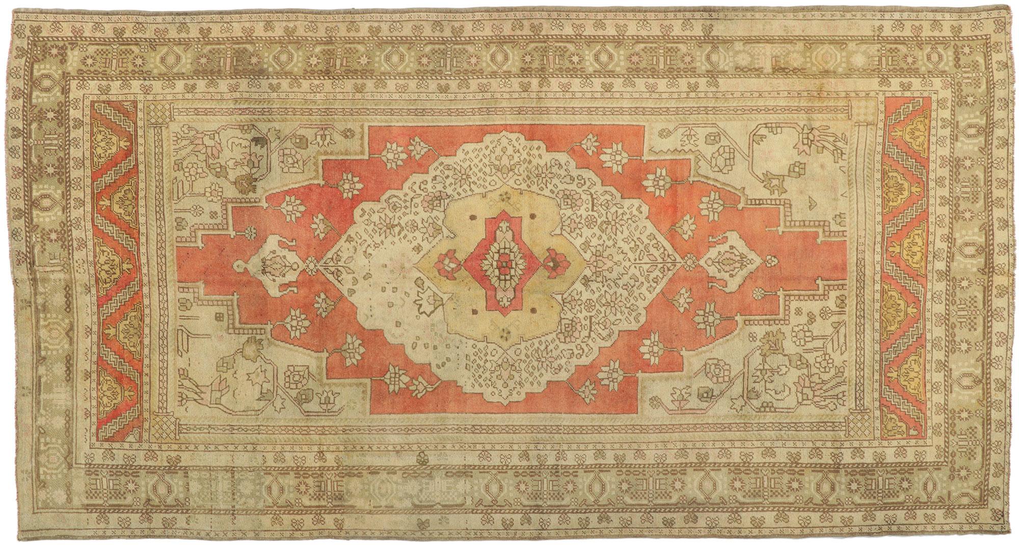 Vintage Turkish Oushak Gallery Rug with Modern Style For Sale 5