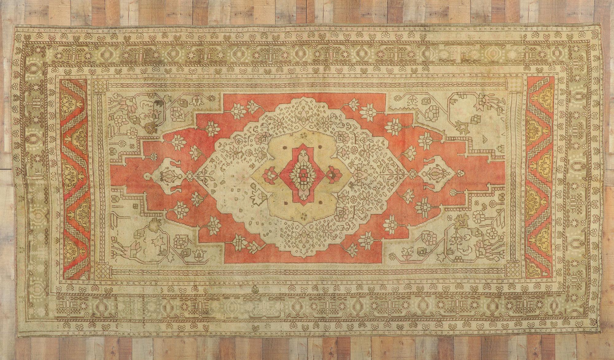 Vintage Turkish Oushak Gallery Rug with Modern Style For Sale 4