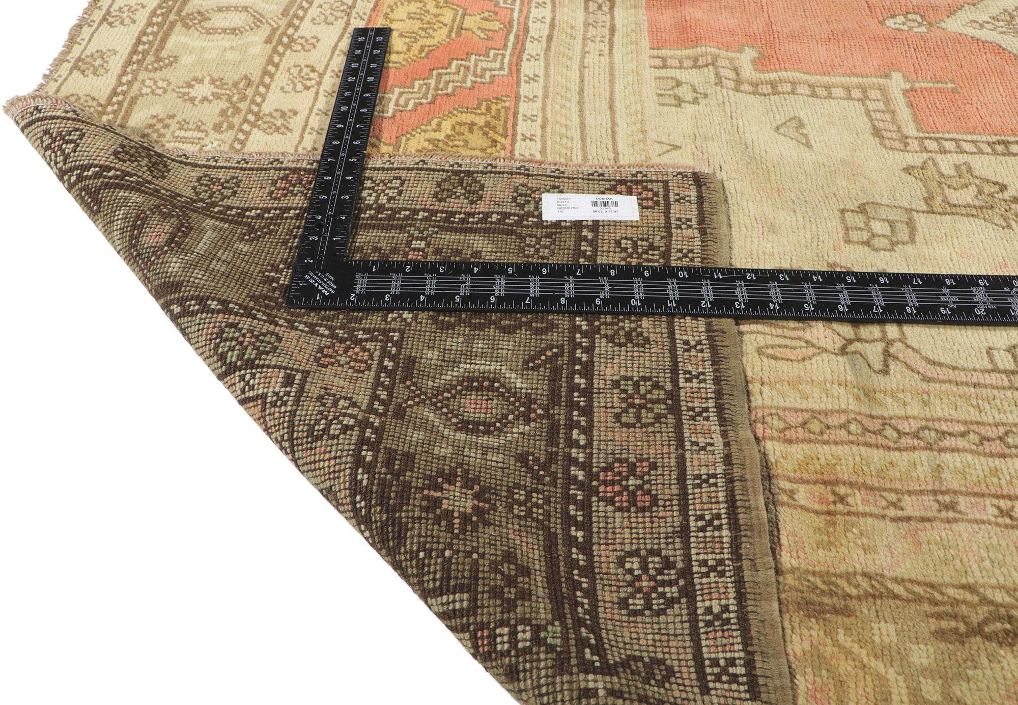 Vintage Turkish Oushak Gallery Rug with Modern Style For Sale 1