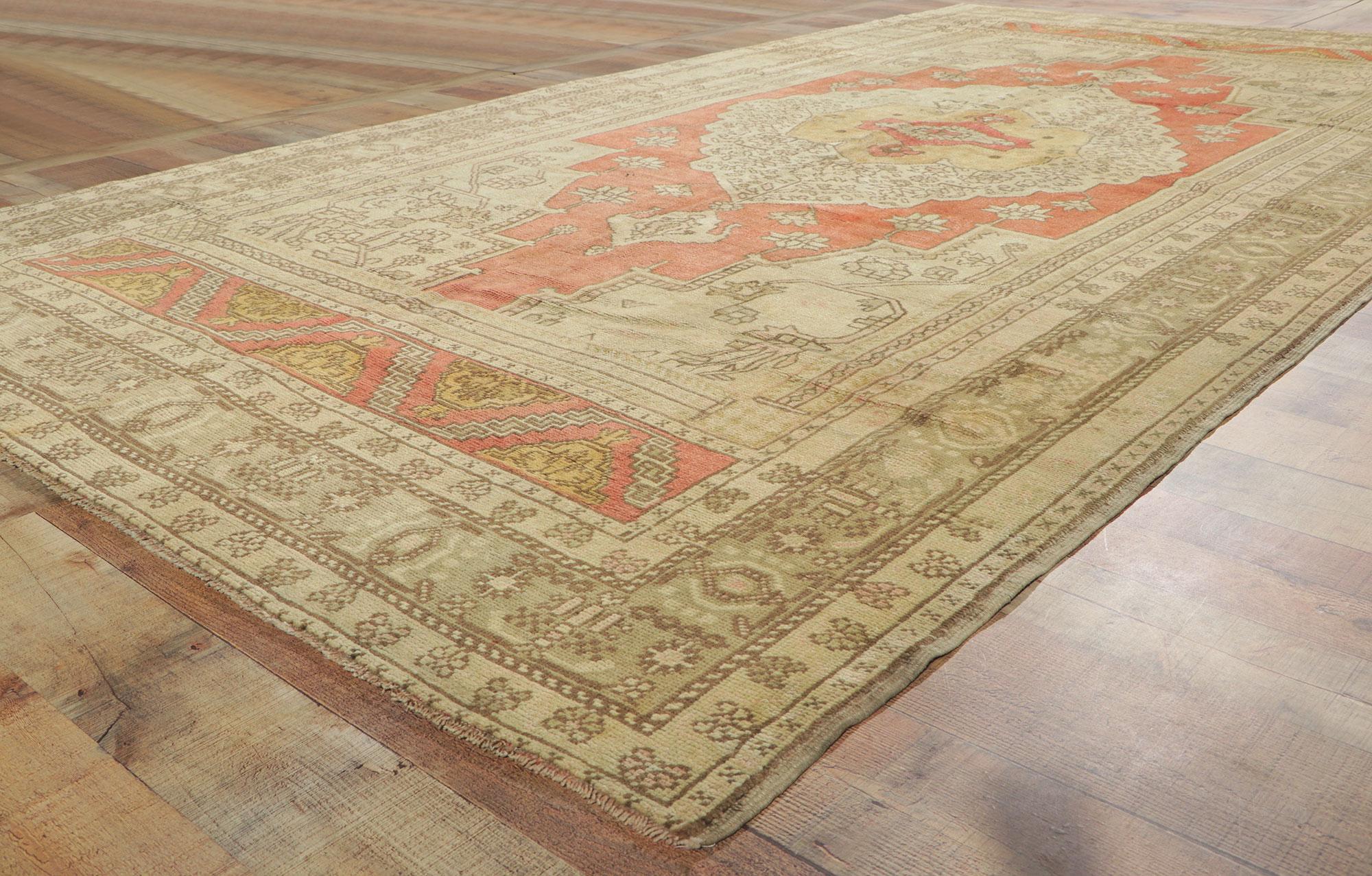 Vintage Turkish Oushak Gallery Rug with Modern Style For Sale 2